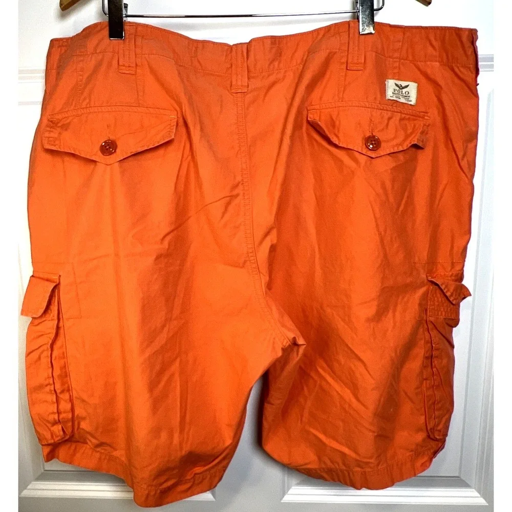 Polo Ralph Lauren Cargo Shorts Mens 44 Orange Cotton Classic Fit Utility Pocket